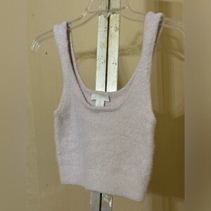 H & M FUZZY LIGHT LILAC TANK CROPPED TOP SZ SMALL